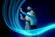 © Rendara Studio - 3D digital teamwork in flowing data stream space