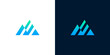 © anello - Modern abstract geometric mountain peak logo design in blue and green gradients on white and dark backgrounds