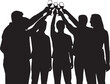 © MdSaddam - Group of friends toasting vector illustration celebrating with drinks raised in air at social event