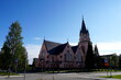 © Johannes Kranich - Kirche in Kemi, Finnland, Religion, Neogothik, neugothisch, Bauwerk, Backstein, Kirchturm, Himmel, blau