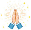 © Андрій О. - Hands folded in prayer gesture with a glowing spiritual light and stars illustration
