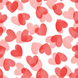 © Magdalena - Heart Seamless Irregular Vector Pattern. Simple Red Hand Drawn Hearts Isolated on a White Background, Ideal For Fabric, Wrapping Paper, Valentine's Day Products.Red Heart Shape Confetti Endless Print.