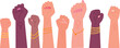 © ssstocker - Women fist lift up. Female power illustration