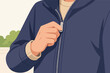 © IJ-studio - Person's hand pulling jacket zipper, getting dressed in casual outerwear