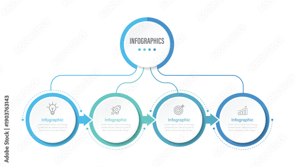 Circular layout diagram with 4 steps, circular layout diagram ...