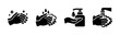© Compositor  - Hand washing icons set with soap and water, flat vector illustration