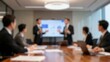 © Romi - Defocused bokeh effect positive concept background of unrecognizable people diverse business team meeting of young professionals corporate startup