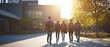 © LailaBee - Students Walking Together Towards Bright Sunlit Campus
