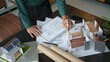 © Charlie's - Architecture Man drawing on architectural Creative project business architecture building construction Industrial engineering Achievement Planning Design on eco blueprint