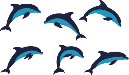  Pixel Art Dolphins Jumping In Blue And Black With White Background