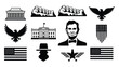 © Shovon - Vector illustration set of iconic american symbols and symbols of usa patriotism and government including eagle flags mount rushmore the white house and abraham lincoln with a patriotic
