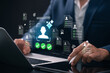 © IDOL'foto - AI recruitment and HR management analysis. professional evaluates workforce data and automation dashboard for effective hiring, Human resources management, and workforce performance analytics