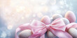 © AnaKonda.ai - Easter eggs with pink ribbon on blurred pastel background