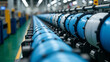 © miracle - Cable spools line factory floor, industrial manufacturing plant produces network wires for modern communication systems and digital infrastructure.