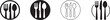 © IconNest - Flat cutlery icon set with fork, knife and spoon silhouettes for menu, logo and design.