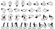 © Miftahul Nehar - Retro cartoon legs and hands, Hands with gloves and feet with boots, various poses for characters, a set of poses, gestures, placement of hands and feet. Mascot character set.