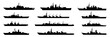 © Bundle Master - Warships naval silhouette set with various vessel designs and gun configurations featuring silhouettes, ships, boats with maritime and military elements for defense, fleet projects, clean composition