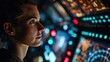 © Vibu design  gallery - Focused Woman in Spacecraft Cockpit