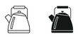 © HabibaDesign - Two depictions of a classic stovetop kettle are shown one outlined and one filled in black high quality professional detailed modern