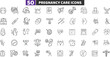 © Rahib - Pregnancy Care and Maternity Medical Line Icons Set, Mother and Baby Health Vector Collection