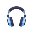 © point of BORT - blue black headphones, music audio, colorful vector flat style illustration