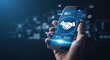 © MarufIslam - A hand holding a smartphone with a handshake icon on the screen