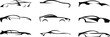 © FARISTABINTA - Abstract sports car silhouette logo set – minimalist black vector car side profiles collection on white