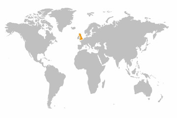  Full 2D World Map Vector with Netherlands Highlighted in Orange.