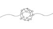 © ColdFire - Continuous single line drawing of a global network sphere with interconnected nodes representing data and communication in a minimalist black and white illustration style