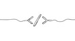 © ColdFire - Continuous single black line forms a stylized code tag symbol, representing programming and web development in a minimalist, hand-drawn illustration style