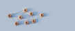 © LAONG - Organizational network structure with connected people icons on wooden blocks, showing team collaboration, stakeholder mapping, social graph, and business communication on a light background