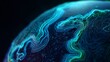 © tahir xh - A luminous digital globe showcases dynamic, glowing teal and green topographical lines, creating an abstract representation of global data and networks.