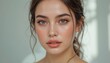© Elegance Frames - Closeup portrait of a young woman with natural makeup and soft expression indoors