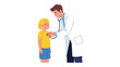© Rahimatul - Healthcare checkup: A caring doctor uses a stethoscope to examine a young child. The image promotes the important of health and the dedication of healthcare professionals.