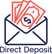 © Icon ZoNe - Direct deposit payment concept icon, electronic salary transfer, payroll banking system, secure digital income delivery, financial transaction illustration