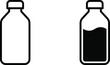 © Nishat's World - Bottle icon set showing empty and partially filled containers with curved liquid level for volume and fluid concepts.