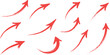 © RumanaAkter - Arrow crayon brush doodle chalk red line stroke. Sketch pencil texture line scribble red arrow icon. Hand drawn grunge crayon brush sketch direction element set. Vector illustration