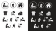 © firman - Daily routine and work life balance silhouette icons set, burnout and fatigue symptoms concept.