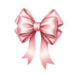 © Turid - Soft pink ribbon bow digital watercolor illustration, intricate folds and realistic texture, isolated cleanly on a transparent background, concept of gifting and celebration