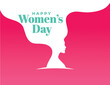 © PNGHUB - A vibrant pink and white illustration celebrating Happy Womens Day with a feminine silhouette and flowing hair design