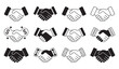 © VANU - Business handshake icons set demonstrating various styles of agreement and successful deals