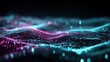 © HakiCreative - Abstract Wavy Landscape with Purple and Blue Glowing Particles on a Dark Background