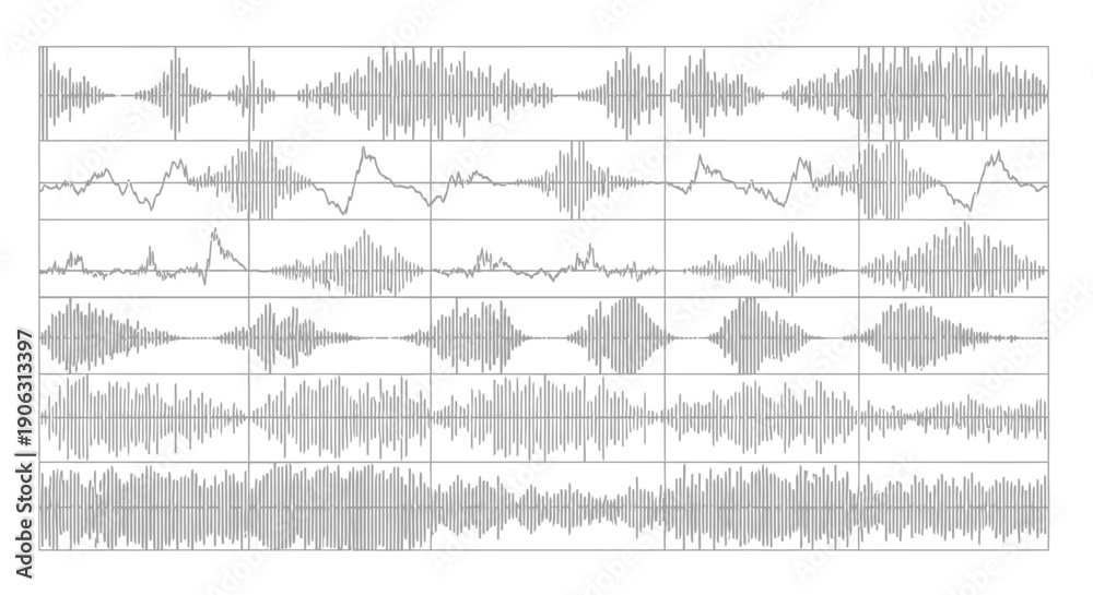 Sound Wave Test Pattern Sound wave patterns on an oscilloscope screen in a studio Stock Vector ...