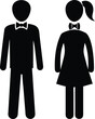 © PUNNABEGUM - Simple black silhouettes depict a formally dressed man and a woman standing