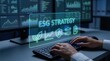 © R Studio - ESG strategy sustainability corporate governance environment technology for business management, using a futuristic hologram dashboard to monitor social and ethical goals.
