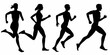 © Lalin - Silhouettes of four people running depicting motion and athleticism