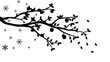 © Yasi Lens - A black and white illustration of a tree with snowflakes and birds