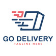 © designernur - Fast and efficient delivery service logo with box and speed lines icon