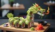© Rafiuddin - Dragon Sushi Roll Platter with Avocado and Salmon.
