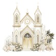 © ThemeRage - White and gold gothic wedding chapel with pastel flowers